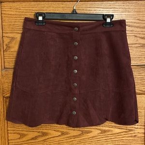 American Eagle Suede Button Up Mini Skirt